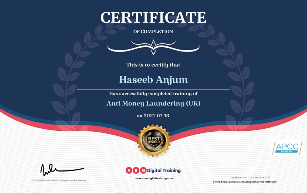 Professional Courses on AML CFT Training - ABM Digital Training